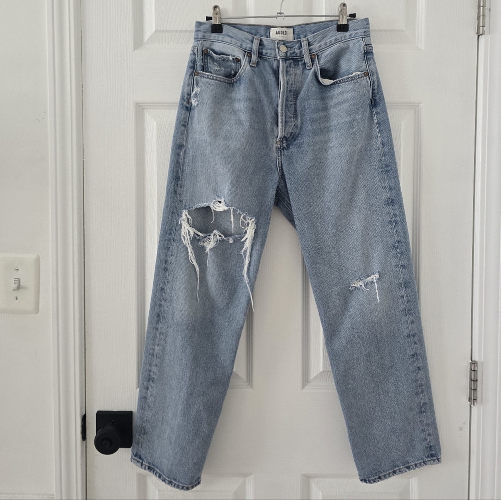 Agolde 90s High Waisted Loose Cropped Jeans Size 25 - Picture 4 of 10